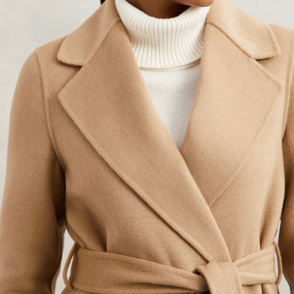 Reiss Lucia Double-Breasted Wool-Blend Coat in Camel Beige Size 12 NWT - Picture 2 of 14